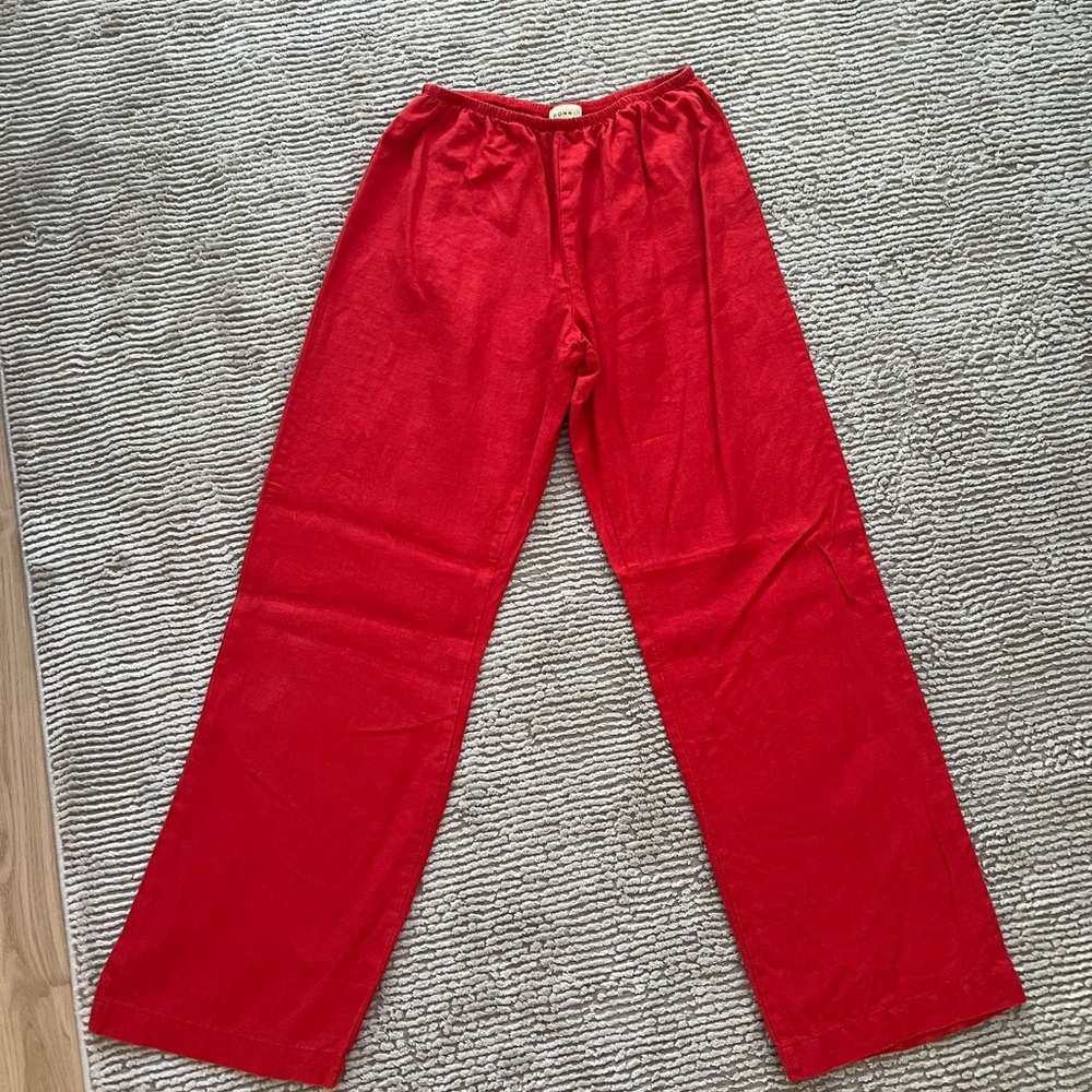 DONNI Simple Linen Pant Red XS